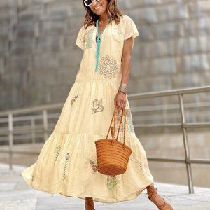 ZARA Limited Edition Sand Embroidered Dress NWT Sz M